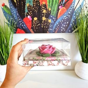 Lady Jayne Rare Paperweight Pen Holder, Rose Pen & Notepad, Vintage Gift Box